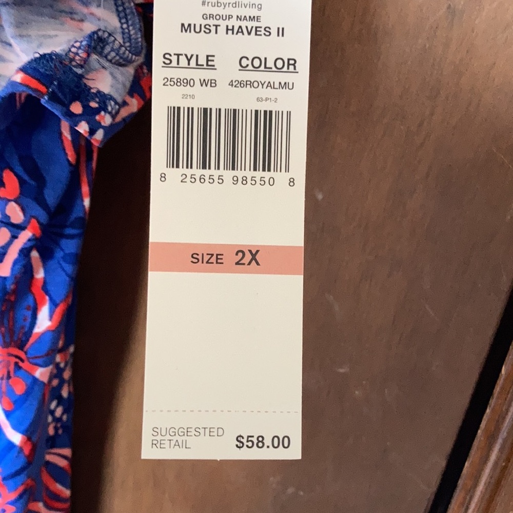 3/$45 Ruby Rd floral print top w stretch pullover shirt casual  boho 1X - Picture 9 of 17